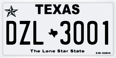 TX license plate DZL3001