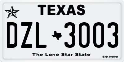 TX license plate DZL3003