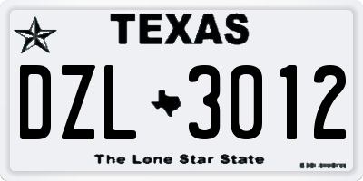 TX license plate DZL3012
