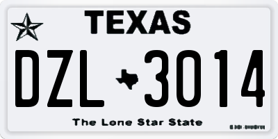 TX license plate DZL3014