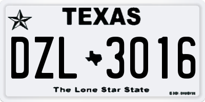 TX license plate DZL3016
