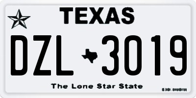 TX license plate DZL3019