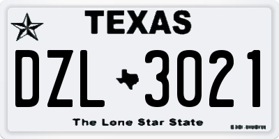TX license plate DZL3021