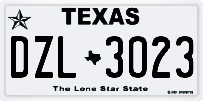 TX license plate DZL3023