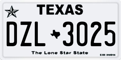 TX license plate DZL3025