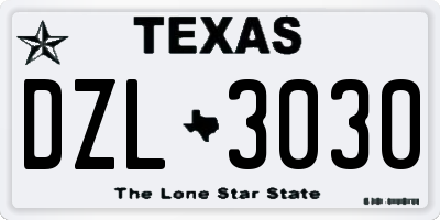TX license plate DZL3030