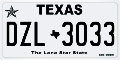 TX license plate DZL3033