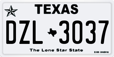TX license plate DZL3037