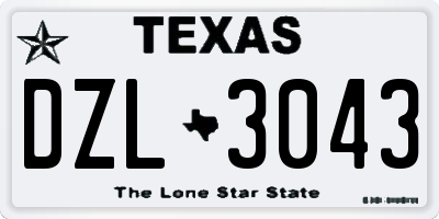 TX license plate DZL3043