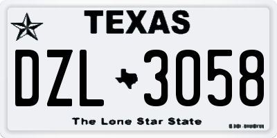TX license plate DZL3058
