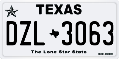 TX license plate DZL3063