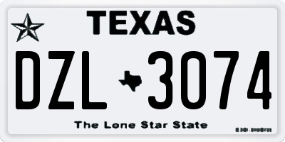 TX license plate DZL3074