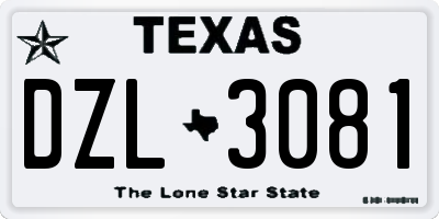 TX license plate DZL3081