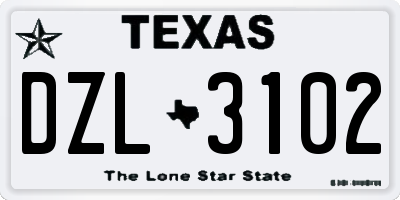 TX license plate DZL3102