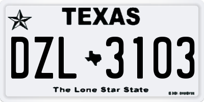 TX license plate DZL3103
