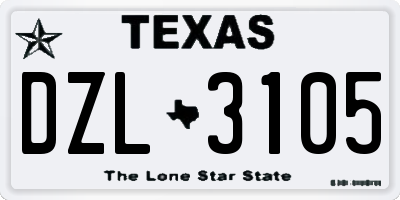 TX license plate DZL3105
