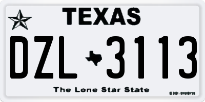 TX license plate DZL3113