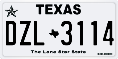TX license plate DZL3114