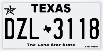 TX license plate DZL3118