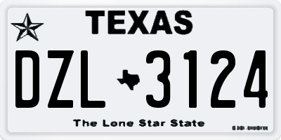 TX license plate DZL3124