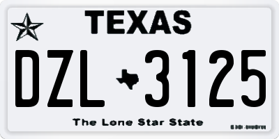 TX license plate DZL3125