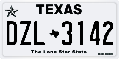 TX license plate DZL3142