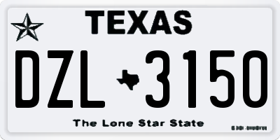 TX license plate DZL3150