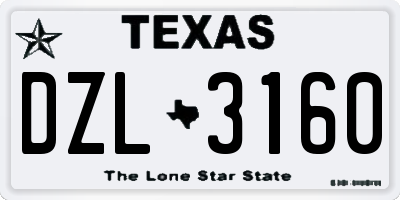 TX license plate DZL3160
