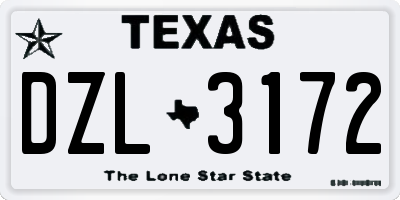 TX license plate DZL3172