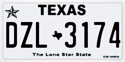 TX license plate DZL3174