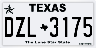 TX license plate DZL3175