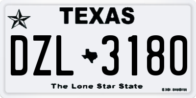 TX license plate DZL3180