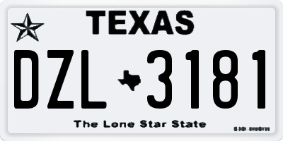 TX license plate DZL3181