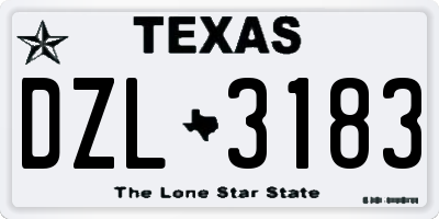 TX license plate DZL3183