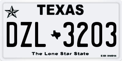 TX license plate DZL3203