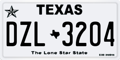 TX license plate DZL3204