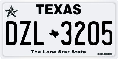 TX license plate DZL3205