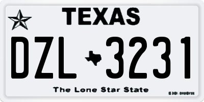 TX license plate DZL3231