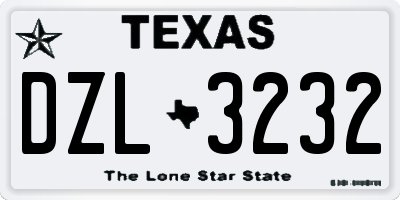 TX license plate DZL3232