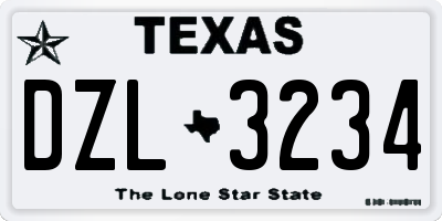 TX license plate DZL3234