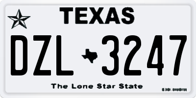 TX license plate DZL3247