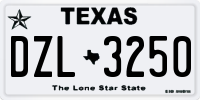 TX license plate DZL3250