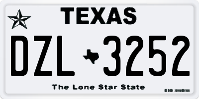 TX license plate DZL3252