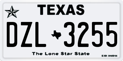 TX license plate DZL3255