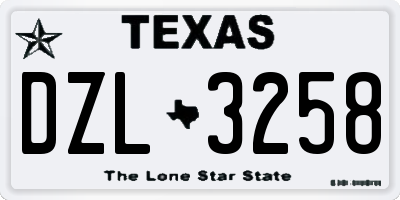 TX license plate DZL3258