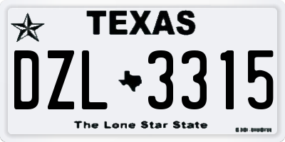 TX license plate DZL3315