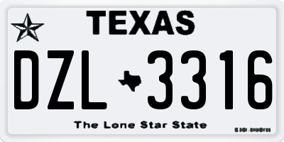 TX license plate DZL3316