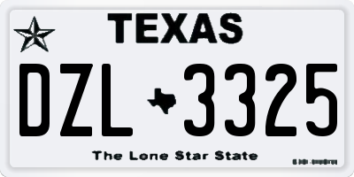 TX license plate DZL3325