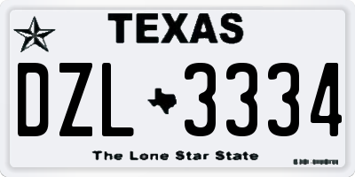 TX license plate DZL3334