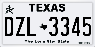TX license plate DZL3345